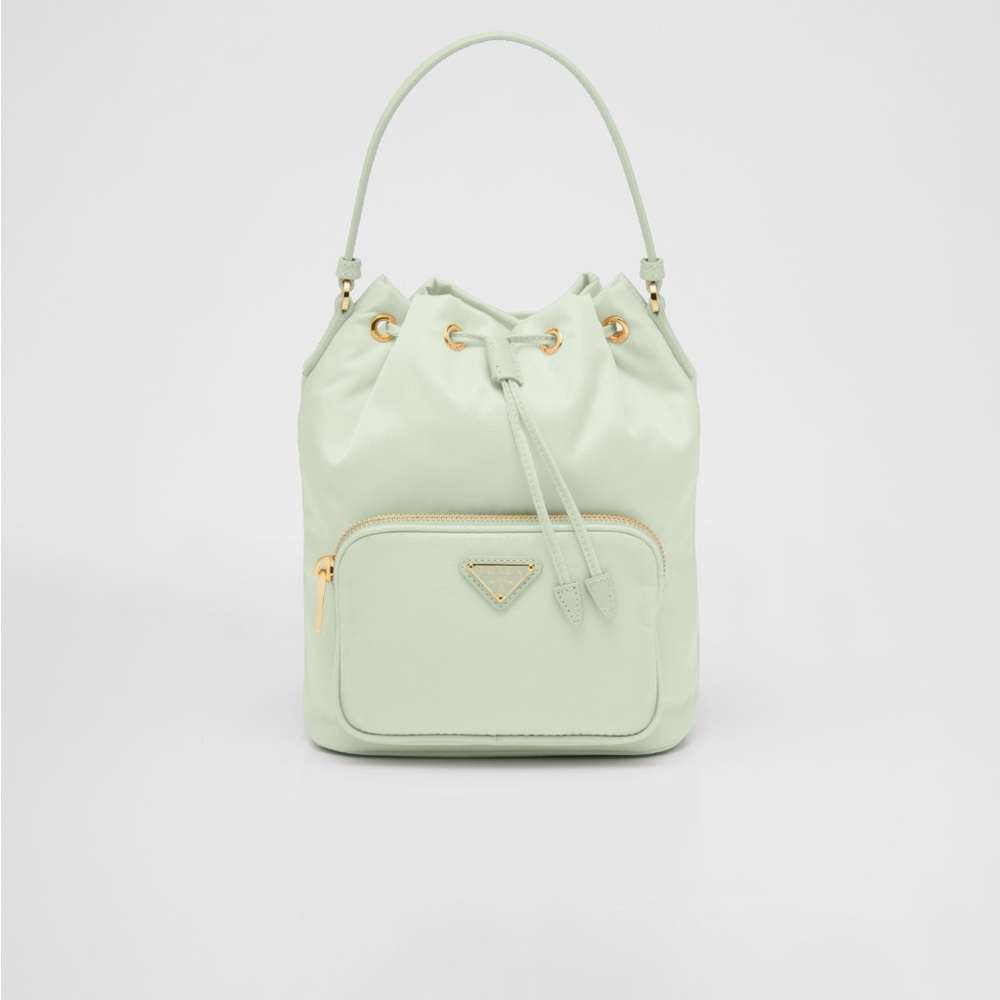 Prada nylon Elegant Mint Green Bucket Bag. NWOT but with cards